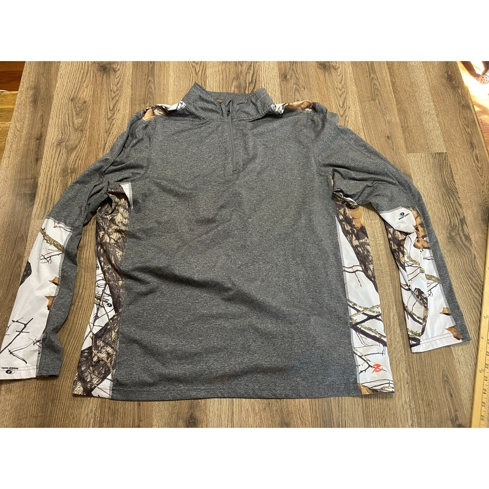 Energy Zone Shirt, Men's Size XXL, Gray White Brown, 1/4 Zip, Long Sleeve